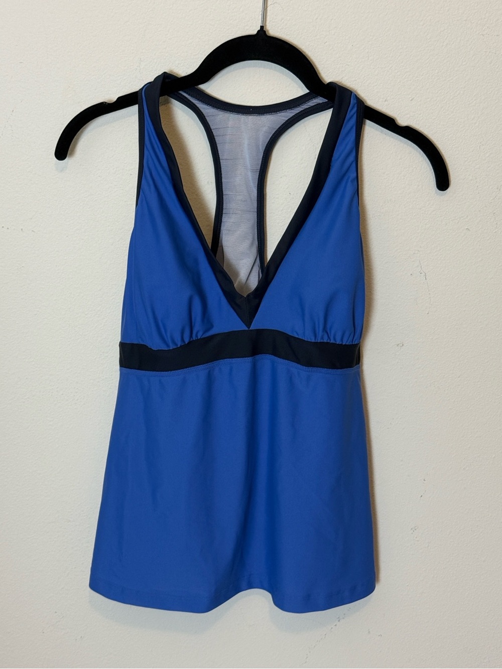 Champion Blue V-Neck Racerback Swim Tank with Black Trim